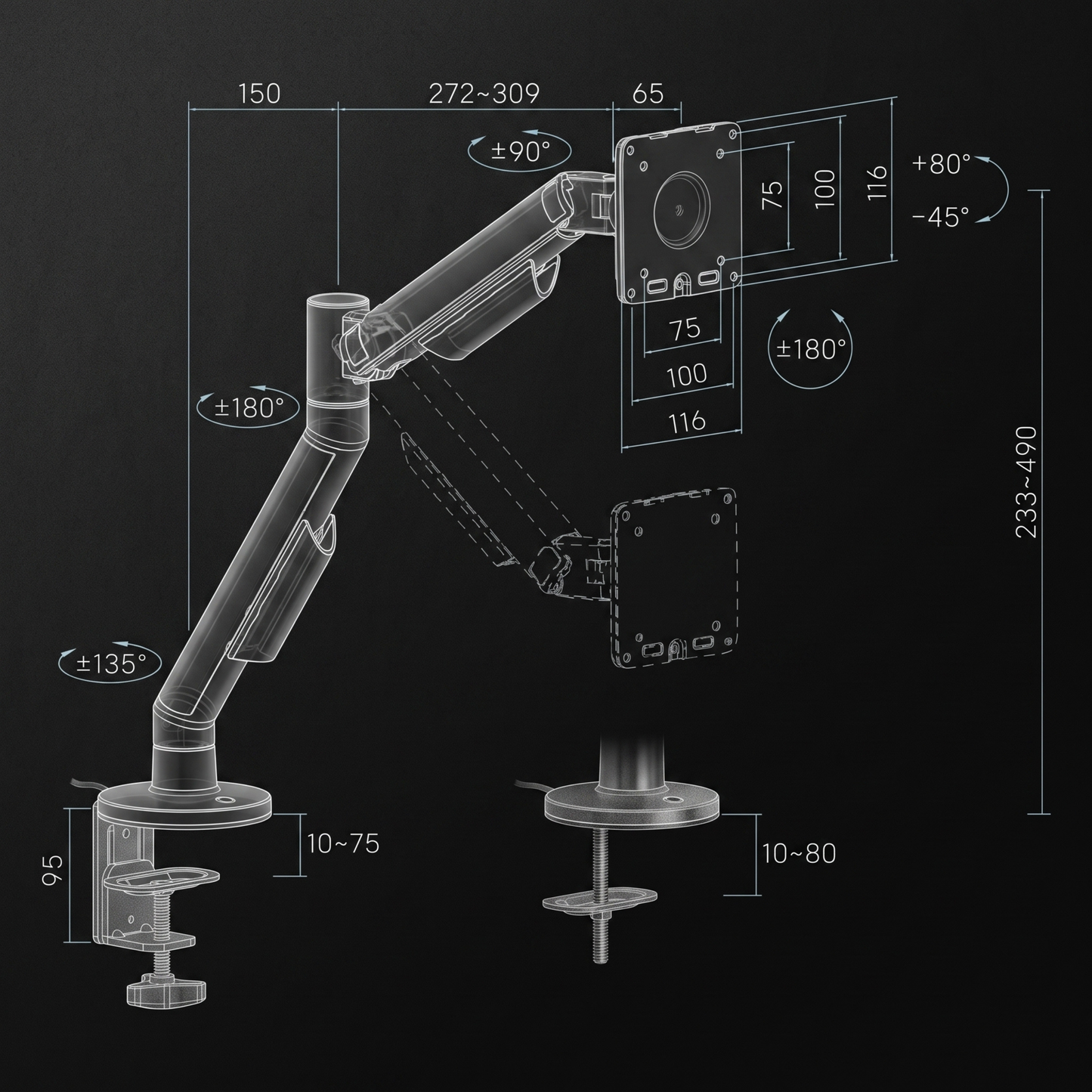 Single RGB Monitor Arm
