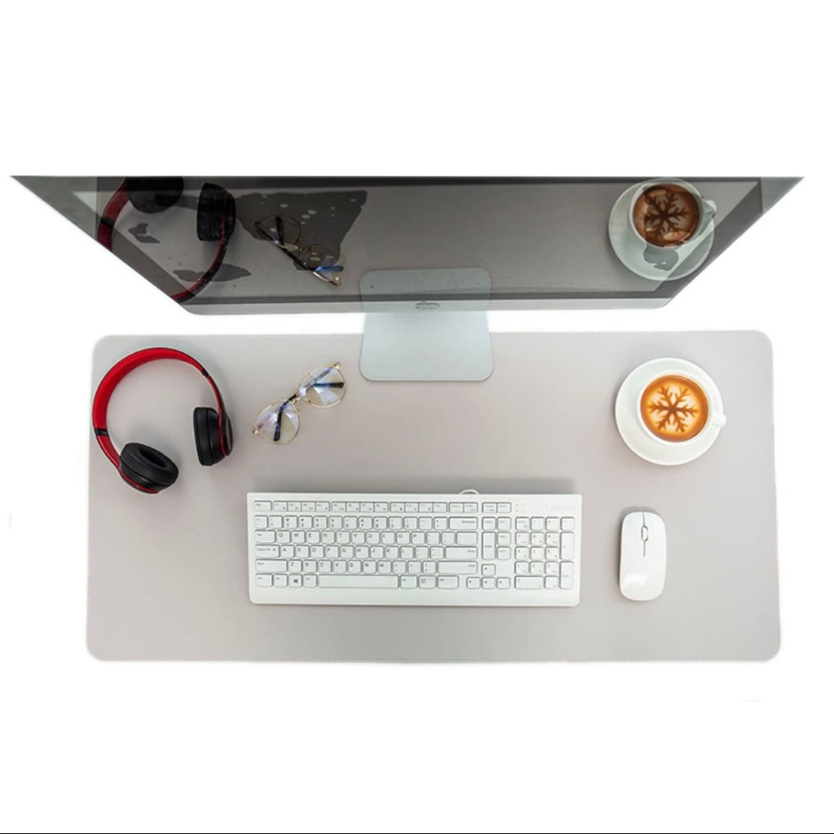 interdesk white leather mat