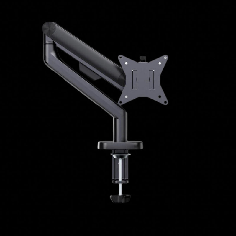 Black Interflex adjustable monitor arm on a black background