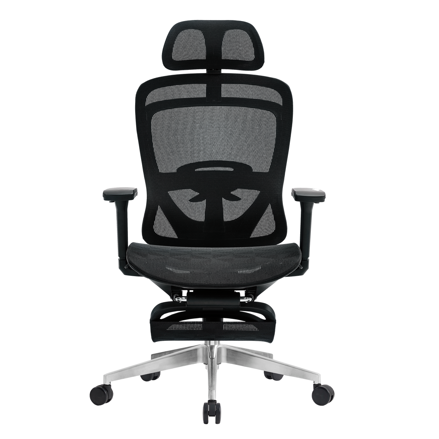 Interglide Aeras Black ergonomic office chair with a mesh backrest and an adjustable height mechanism, equipped with armrests and casters for mobility.